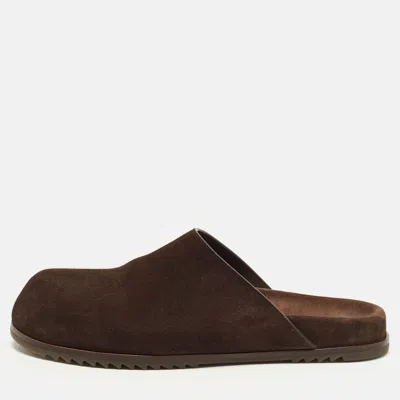 Pre-owned Rick Owens Size 42 Dark Brown Suede Flat Mules