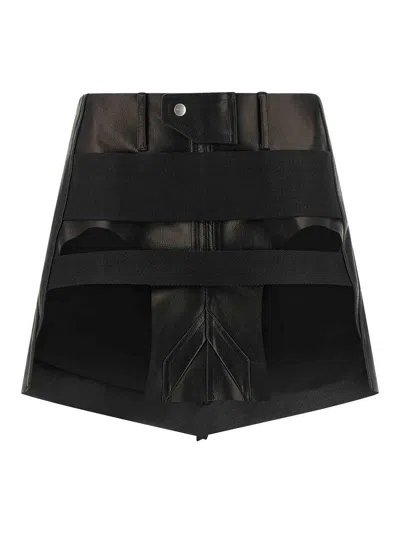 Rick Owens Temple Panel Mini Skirt In Black