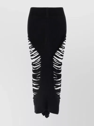 RICK OWENS SKIRT RIBBED TEXTURE DISTRESSED DETAILING