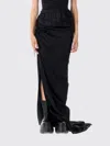Rick Owens Draped Drawstring Maxi Ruched Side Slit In Black