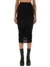 Rick Owens Gonna Midi Shrimp In Jersey Stretch In Black