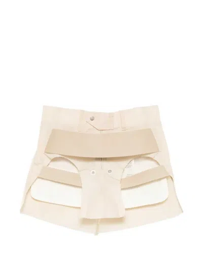 Rick Owens Skirt With Layered Straps And Temple Cutout In Neutral