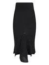 Rick Owens Asymmetrical Midi Skirt In Wool In Black