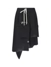 Rick Owens Pocket Asymmetrical Skirt In Black