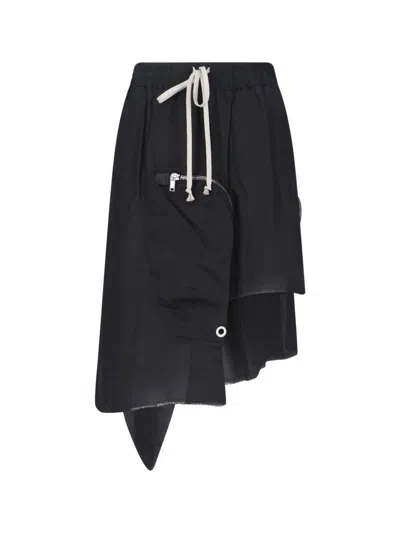 Rick Owens Pocket Asymmetrical Skirt In Black