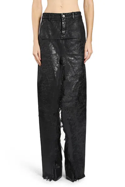 Rick Owens Denim Sliced Maxi Skirt In Black