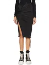 Rick Owens Drkshdw Asymmetric Gathered Frayed Denim Midi Skirt In Black