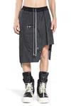 Rick Owens Porterville Multi-pocket Dracca Skirt With Asymmetrical Cut In Black