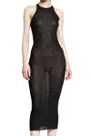 Rick Owens Black Semi-transparent Sheath Dress In Viscose And Silk Blend Woman In Black