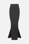 Rick Owens Rear Zipped Pillar Coated Denim Mermaid Skirt In Black