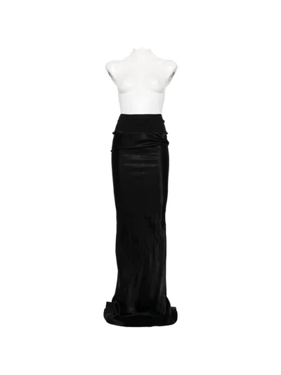 Rick Owens Ruched Maxi Skirt In Black