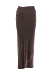 Rick Owens Ribbed-waistband Draped Midi Skirt In Brown