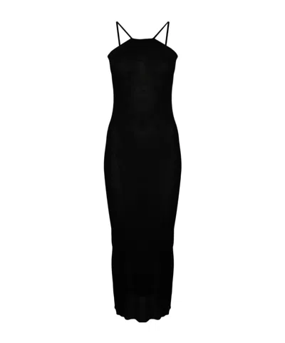 Rick Owens Skorpio Fine-ribbed Maxi Dress In Black