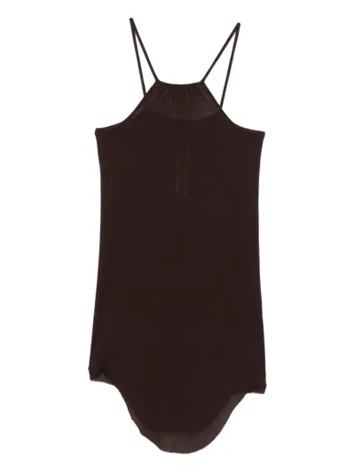 Rick Owens Skorpio Ribbed-knit Spaghetti-strap Top In Brown