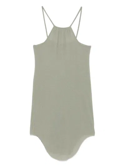 Rick Owens Skorpio Ribbed Spaghetti-strap Top In Green