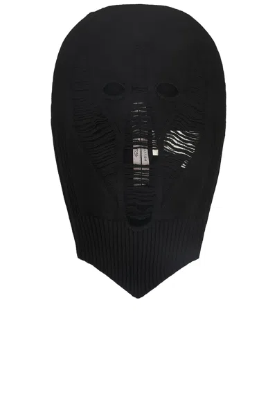 Rick Owens Distressed Wool Balaclava In Black