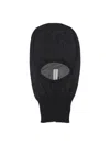 Rick Owens Cut-out Front Cashmere Balaclava With Raw Edges In Black