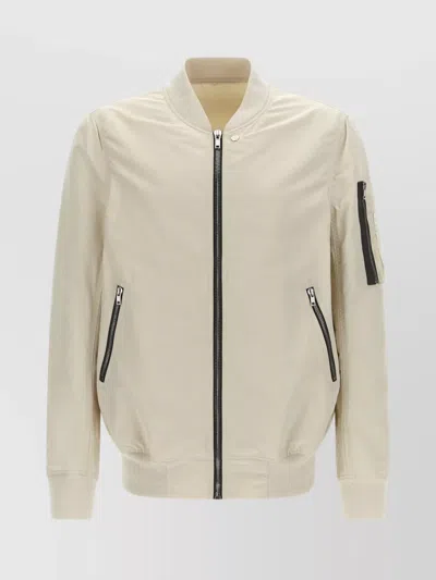 Rick Owens "sky" Aviator Jacket With Ribbed Accents