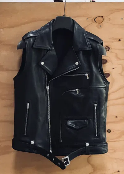 Pre-owned Rick Owens Sl Bauhaus Stooges 50 Horse Leather Vest Black
