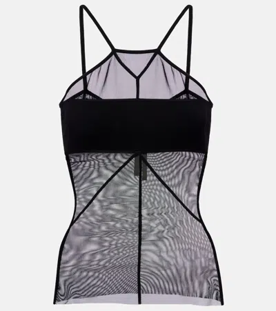 Rick Owens Sl Combo Semi-sheer Top In Black