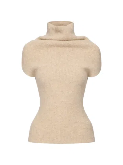 Rick Owens Sl Crater Roll-neck Knitted Top In Neutral