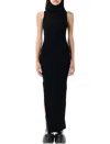 Rick Owens Ankle-length Tube Dress With Turtle Neck In Black