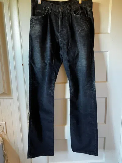 Pre-owned Rick Owens Slab Denim Velour Pants In Black