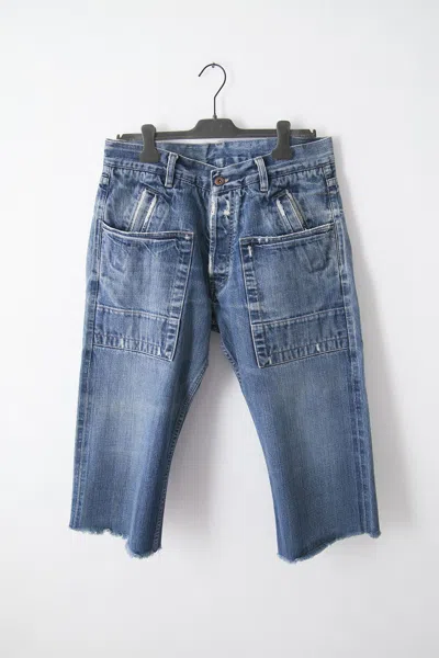 Pre-owned Rick Owens Slab Prototype Baggy Cargo Shorts In Blue