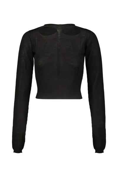 Rick Owens Slashed Cropped Sweater In Black