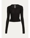 Rick Owens Slashed Cropped Wool Pull T-shirt In Black