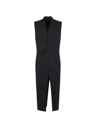 Rick Owens Sleeveless Belted Coat In Black