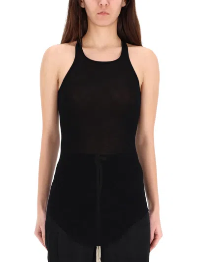 Rick Owens Sleeveless Cotton Top In Black