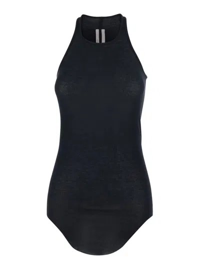 Rick Owens Sleeveless Cotton Top In Black
