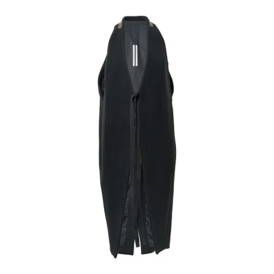 Rick Owens Sleeveless Cyclops Coat Melton In Black