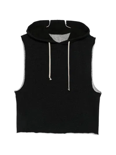 Rick Owens Certified Wool And Cotton Sleeveless Sweatshirt In Black