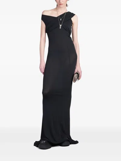 Rick Owens Sahara Sheer Viscose Blend Gown In Black