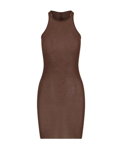 Rick Owens Sleeveless Dress In Brown
