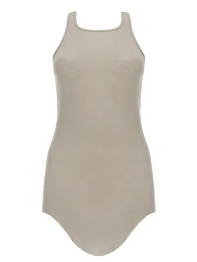 Rick Owens Sleeveless Elongated Rounded Hem Tank Top In Beige