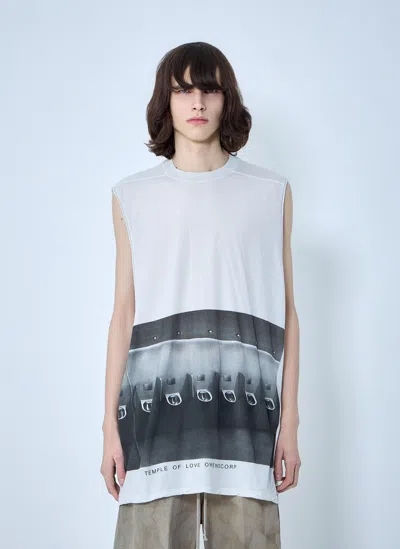 Rick Owens Sleeveless Graphic Top In Gray