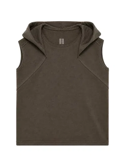 Rick Owens Kids' Sleeveless Hooded Hoodie In Brown