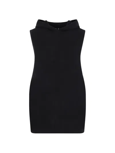 Rick Owens Sleeveless Cashmere Knit Hooded Vest In Black