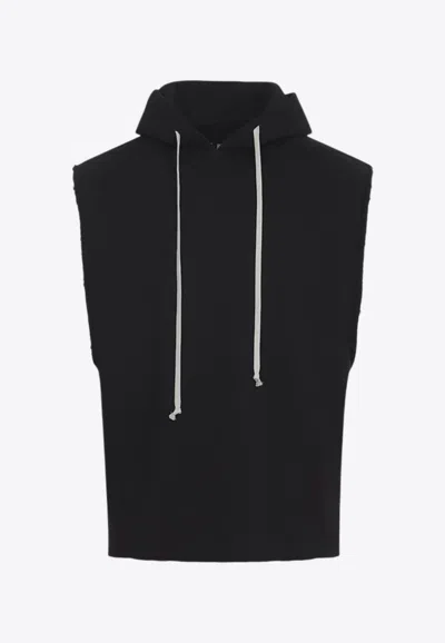 Rick Owens Sleeveless Hooded Sweatshirt In Black