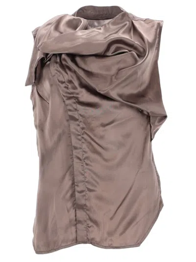 Rick Owens Sleeveless Island Shirt In Brown