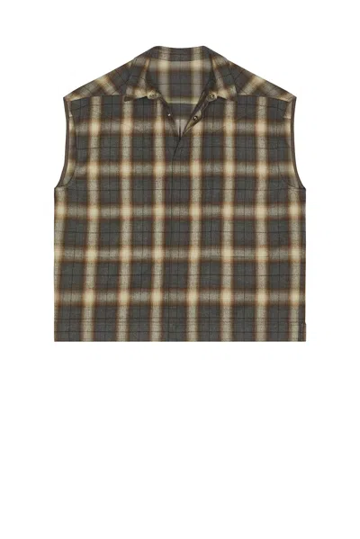 Rick Owens Sleeveless Jumbo Outershirt In Grey Plaid