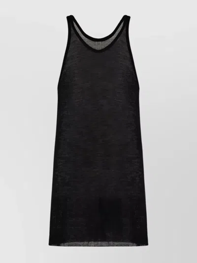 Rick Owens Sleeveless Knit Top Sheer Fabric In Black