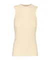 Rick Owens Tank In Ribbed Wool Knit Knitwear White In Neutral