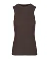 Rick Owens Tank In Ribbed Wool Knit Knitwear Brown In Brown