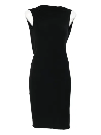 Rick Owens Sleeveless Midi Dress In Black