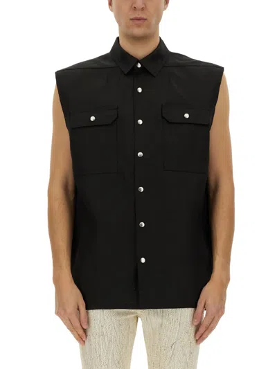 Rick Owens Sleeveless Outershirt "jumbo" In Black