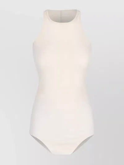 Rick Owens Sleeveless Racerback Stretch Fabric Top In White